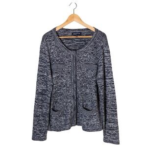 Jones New York Signature Crew Neck Diamond Knit Cardigan Sweater: XL, Navy